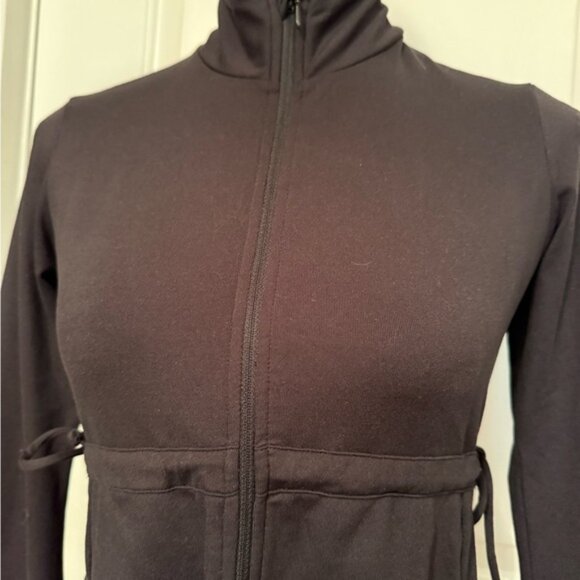 PRANA JACKET COAT BLACK STRETCH ZIP FRONT ACTIVE WEAR POCKETS TIE WAIST SIZE S - Picture 3 of 16